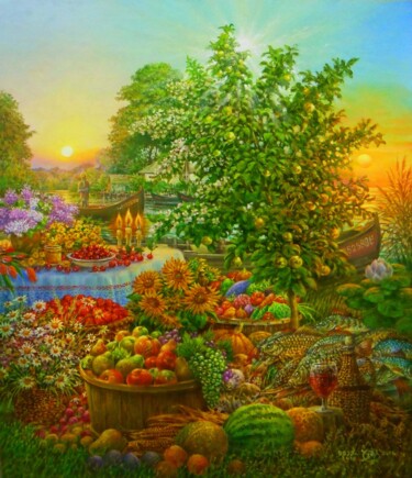 Pintura intitulada "Roundabout" por Sergey Sukhinin, Obras de arte originais, Óleo
