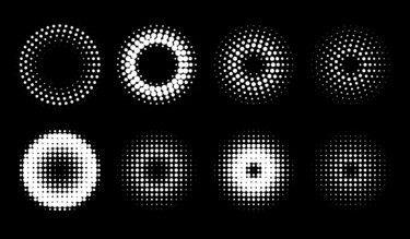 circle retro halftone pattern background set design Peinture intitulée "circle retro halfto…" par Tony Rubino, Œuvre d'art originale, Acrylique Monté sur Châssis en bois