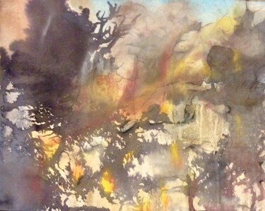 Peinture intitulée "Feu de foret" par Any, Œuvre d'art originale, Aquarelle