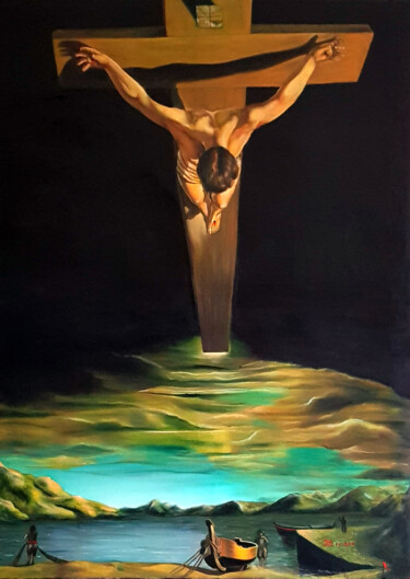 Peinture intitulée "Saint Jean de la cr…" par Phybra, Œuvre d'art originale, Huile