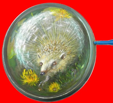 Dandelion-hérisson Entourloupe biodiversité Sculpture intitulée "Dandelion-hérisson…" par Applestrophe, Œuvre d'art originale, Métaux