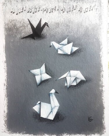 Painting titled "Swan Lake" by Lana Sevin, Original Artwork, Acrylic
