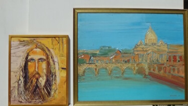 Malerei mit dem Titel "christ jaune + le v…" von Frederic Servian, Original-Kunstwerk, Öl