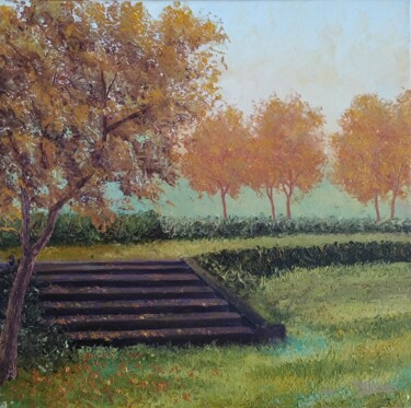 Painting titled "Escalier de Gally e…" by Vincent Rames, Original Artwork, Oil Mounted on Wood Stretcher frame