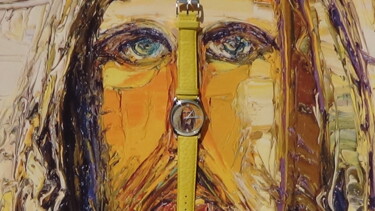 Malerei mit dem Titel "montre christ jaune" von Frederic Servian, Original-Kunstwerk, Öl