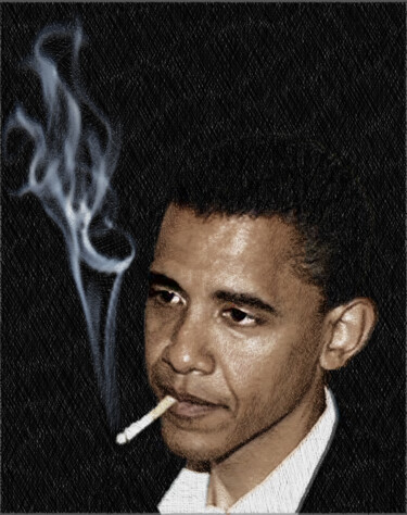 Barack Obama Martin Luthor King Smoking 绘画 标题为“Barack Obama Martin…” 由Tony Rubino, 原创艺术品, 丙烯 安装在木质担架架上