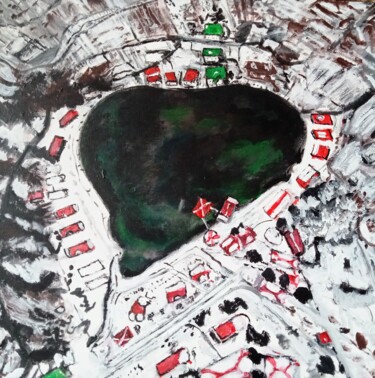 Painting titled "Serce kaszmiru" by Krystyna Mościszko, Original Artwork, Acrylic