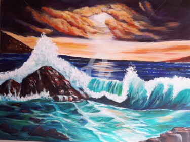 Peinture intitulée "Méditerranée 2" par Valérie Barrett, Œuvre d'art originale, Acrylique Monté sur Châssis en bois