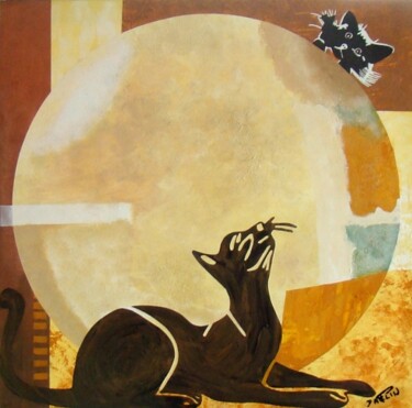 Painting titled "cache cache" by Patrick Daclin, Original Artwork, Acrylic Mounted on Wood Stretcher frame
