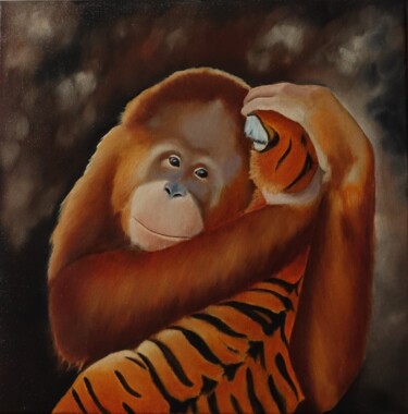 Painting titled "Best friends" by Kvantaliani, Original Artwork, Oil