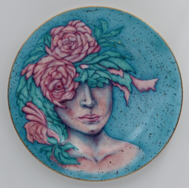 Rzeźba zatytułowany „Blue skull 1” autorstwa Oxana Kondratenko, Oryginalna praca, Ceramika