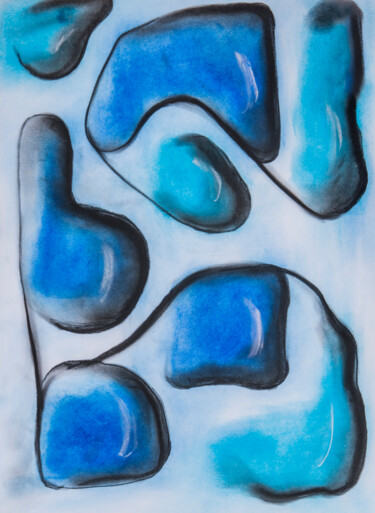 Blaue Formen abstrakt Painting titled "Blaue Formen abstra…" by Chris Schäfer, Original Artwork, Pastel