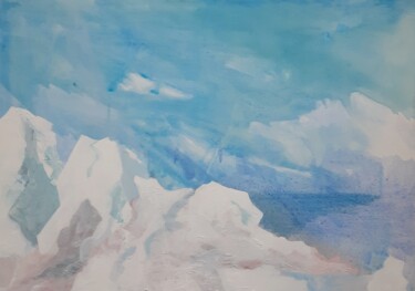 Painting titled "Jökulsàrlon" by Christian Delavelle, Original Artwork, Acrylic Mounted on Wood Stretcher frame