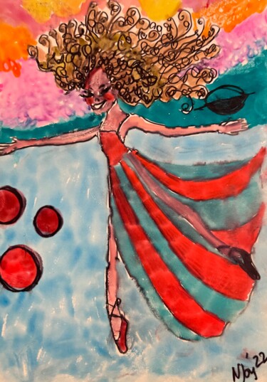 Drawing titled "Dancing on the Sea…" by Njoy, Original Artwork, Gel pen