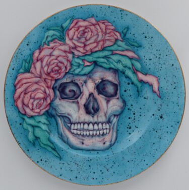 Rzeźba zatytułowany „Blue skull 2” autorstwa Oxana Kondratenko, Oryginalna praca, Ceramika