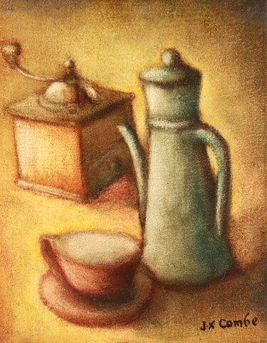 绘画 标题为“Nature morte au caf…” 由Jean Xavier Combe, 原创艺术品, 油 安装在木质担架架上