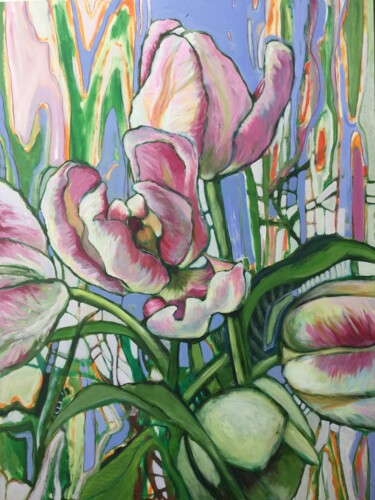 Les tulipes de mon printemps 绘画 标题为“Les tulipes de mon…” 由Marielle Robichaud, 原创艺术品, 丙烯