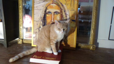 Malerei mit dem Titel "LE CHAT DEVANT LE C…" von Frederic Servian, Original-Kunstwerk, Öl