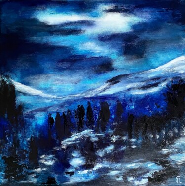Bleu, blanc, indigo Peinture intitulée "Bleu, blanc, indigo" par Marie Claude Lambert, Œuvre d'art originale, Acrylique