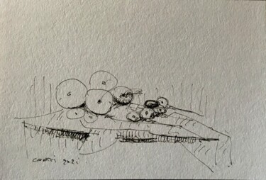 Drawing titled "Nature-morte" by Dominique Corti, Original Artwork, Ink