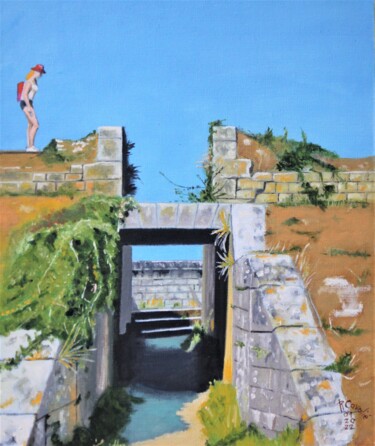Peinture intitulée "N° 1188   Aix. En b…" par R. Cavalié, Œuvre d'art originale, Huile Monté sur Châssis en bois