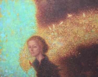 Schilderij getiteld "Francis" door Natalya Chepulskaya, Origineel Kunstwerk, Olie Gemonteerd op Frame voor houten brancard
