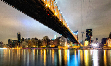 绘画 标题为“New York City Skyli…” 由Tony Rubino, 原创艺术品, 丙烯 安装在木质担架架上