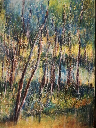 Drawing titled "Les éclats argentés" by Annie Vandemalle, Original Artwork, Pastel