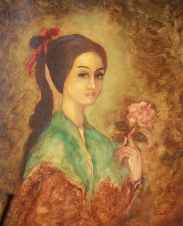 绘画 标题为“"Olivia"” 由Jean Xavier Combe, 原创艺术品, 油 安装在木质担架架上