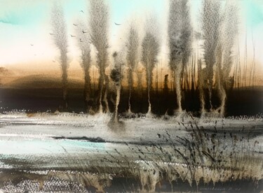 Painting titled "Abstraction. Trees." by Eugenia Gorbacheva, Original Artwork, Watercolor