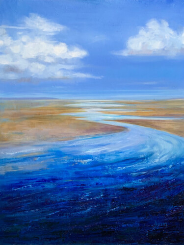 Painting titled "Tidal Blues" by Dawn Rodger, Original Artwork, Oil