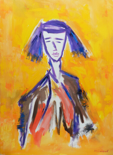 绘画 标题为“Portrait of a girl” 由Yury Smirnov, 原创艺术品, 油 安装在木质担架架上