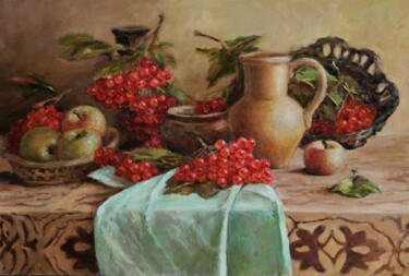 Натюрморт " Калина " Painting titled "Натюрморт " Калина "" by Larisa Korznikova, Original Artwork, Oil