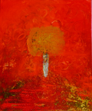 Painting titled "Arbre rouge" by Vincent Arin, Original Artwork, Acrylic