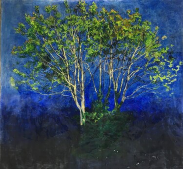 Malerei mit dem Titel "Trois arbres" von Sandra Fléchet, Original-Kunstwerk, Öl