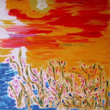 Atardecer desde la laguna/ Sunset from the lagoon Картина под названием "Atardecer desde la…" - Gazkob, Подлинное произведение искусства, Акрил