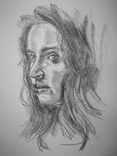 Dessin intitulée "Visage au crayon" par Jean-Pierre Emond, Œuvre d'art originale, Crayon