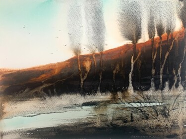 「Abstraction. Trees.…」というタイトルの絵画 Eugenia Gorbachevaによって, オリジナルのアートワーク, 水彩画
