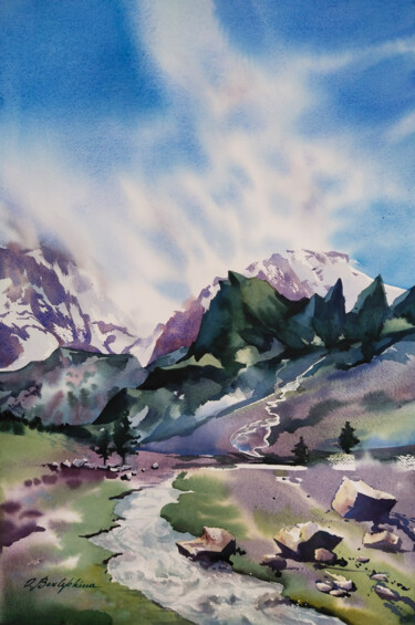제목이 "River from the ridg…"인 미술작품 Olga Bezlepkina로, 원작, 수채화