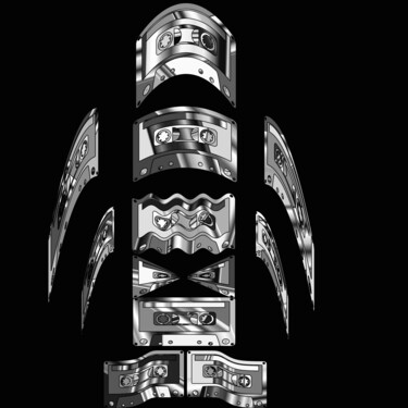 Digital Arts titled "Cassette Robot #1615" by Jeb Gaither, Original Artwork, 2D Digital Work