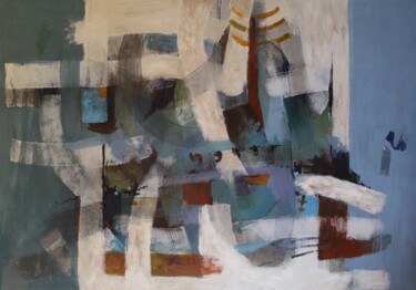 Malerei mit dem Titel "Composition Blue" von Johnny Semaan, Original-Kunstwerk, Acryl