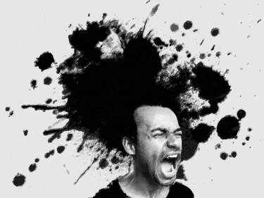 Mad Angry Young Scream Man 「Mad Angry Young Scr…」というタイトルの絵画 Tony Rubinoによって, オリジナルのアートワーク, アクリル ウッドストレッチャーフレームにマウント
