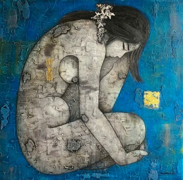 Douce nuit Painting titled "Douce nuit" by Changzheng Zhu, Original Artwork, Acrylic Mounted on Wood Stretcher frame
