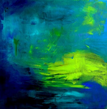 绘画 标题为“Blau verschmilzt mi…” 由Gisela Zimmermann, 原创艺术品, 丙烯 安装在木质担架架上