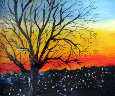 Peinture intitulée "crépuscule" par Ludovic Catry, Œuvre d'art originale, Acrylique