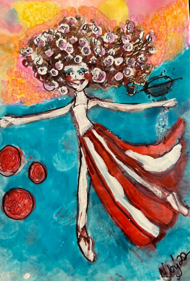 Drawing titled "Coming up Roses" by Njoy, Original Artwork, Gel pen