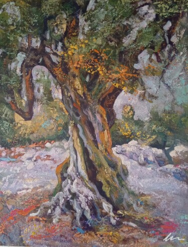 An old tree oil painting on canvas Painting titled "An old tree oil pai…" by Filip Petrovic, Original Artwork, Oil