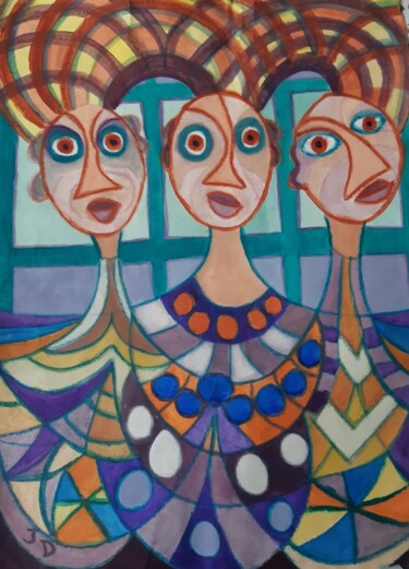 Peinture intitulée "Les Belles Triplées" par Jacques Desvaux (JD), Œuvre d'art originale, Acrylique