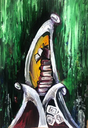 The reader Peinture intitulée "The reader" par Mokhinur Fakhri, Œuvre d'art originale, Acrylique