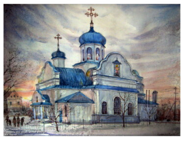 绘画 标题为“Храм Покрова Пресвя…” 由Володимир Кудлай, 原创艺术品, 水彩